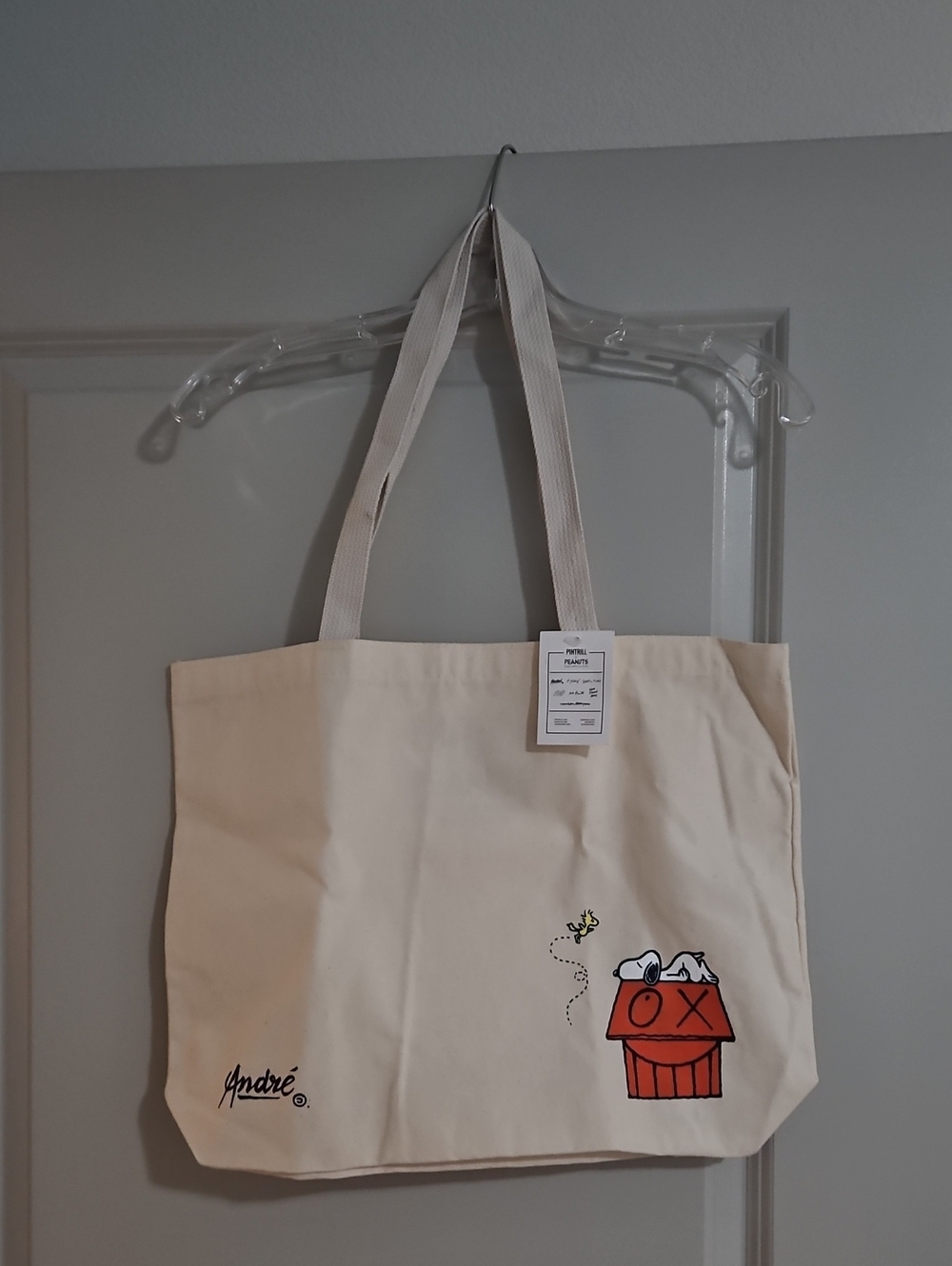 PINTRILL x Peanuts Snoopy André Saraiva 2018 Artist Collective Tote NWT + Pin